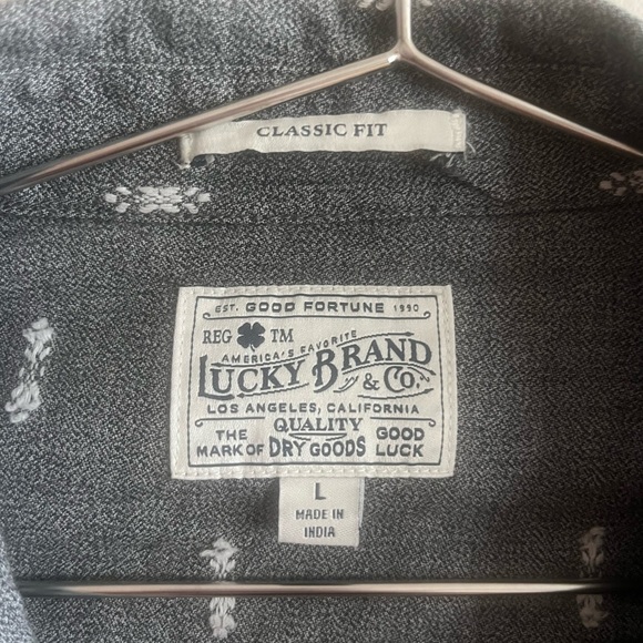 Lucky Brand Pearl Snap Shirt Men's Large Gray Western Style Classic Fit - Picture 5 of 16